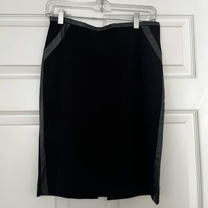 H&M Black Pencil Skirt w/ Leather Trim